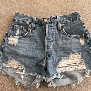 Signature by Levi Strauss Blue Distressed Jean Shorts